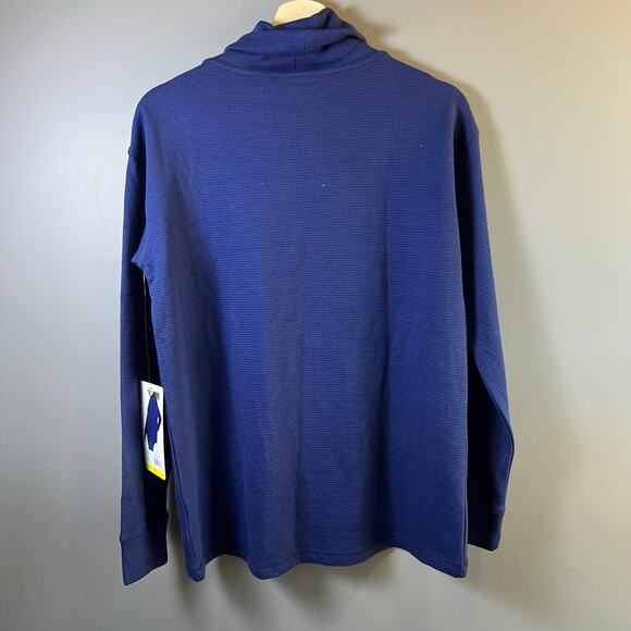 NWT Lands’ End Long-Sleeve Waffle Funnel Neck Top Navy Blue Size S - Picture 6 of 7